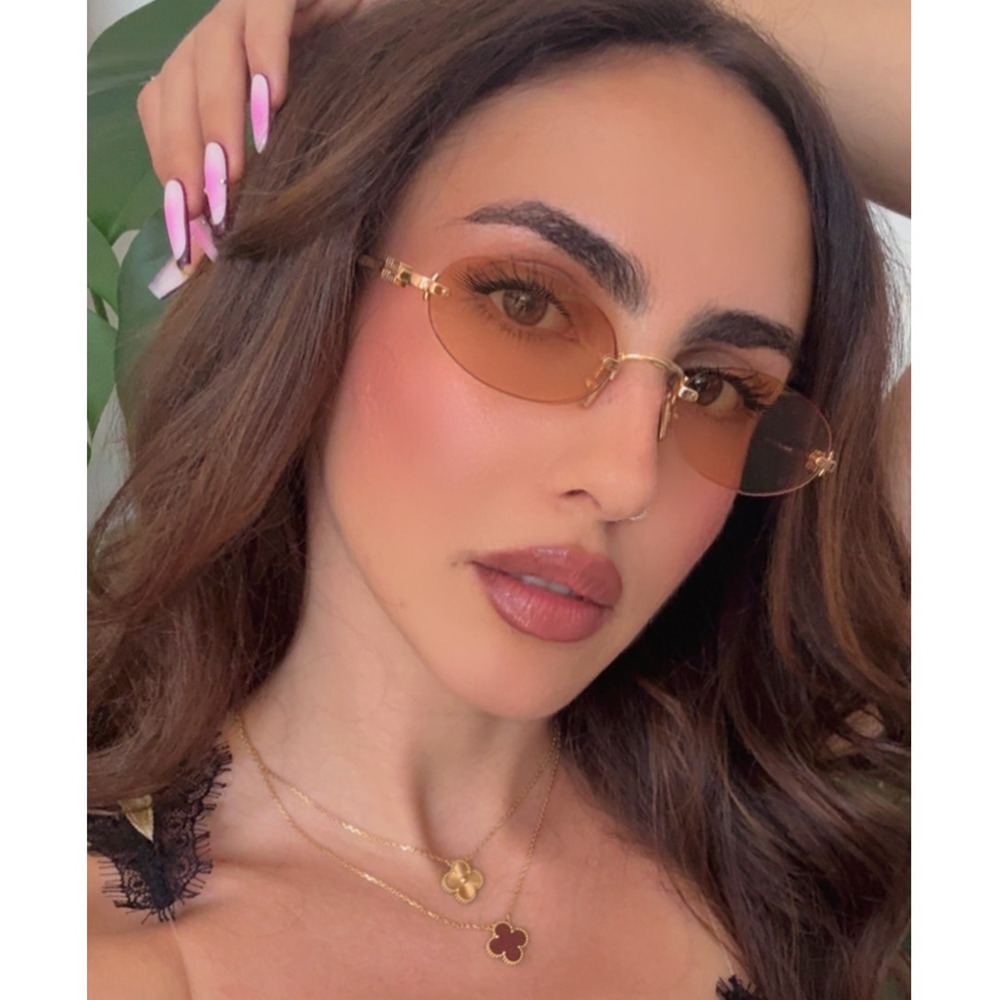 NEW Miu Miu MU A54S Rimless Sunglasses in Gold Orange $578